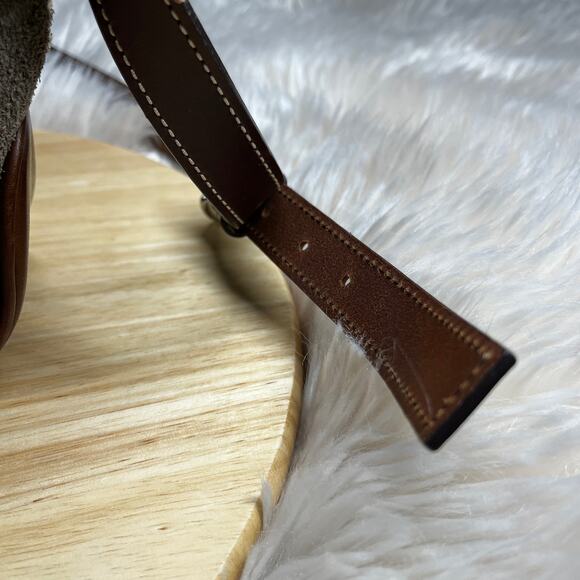 Dooney & Bourke Crossbody Purse Adj Strap Brown Leather/Gray Suede Vintage Purse - Picture 12 of 16